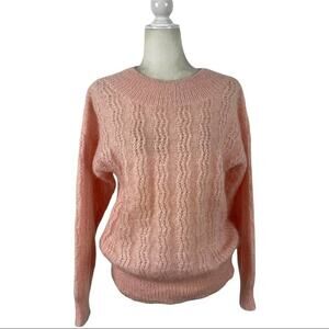 Vintage 80s Lowell & Whitney Kid Mohair Pullover Sweater Pink Size Medium